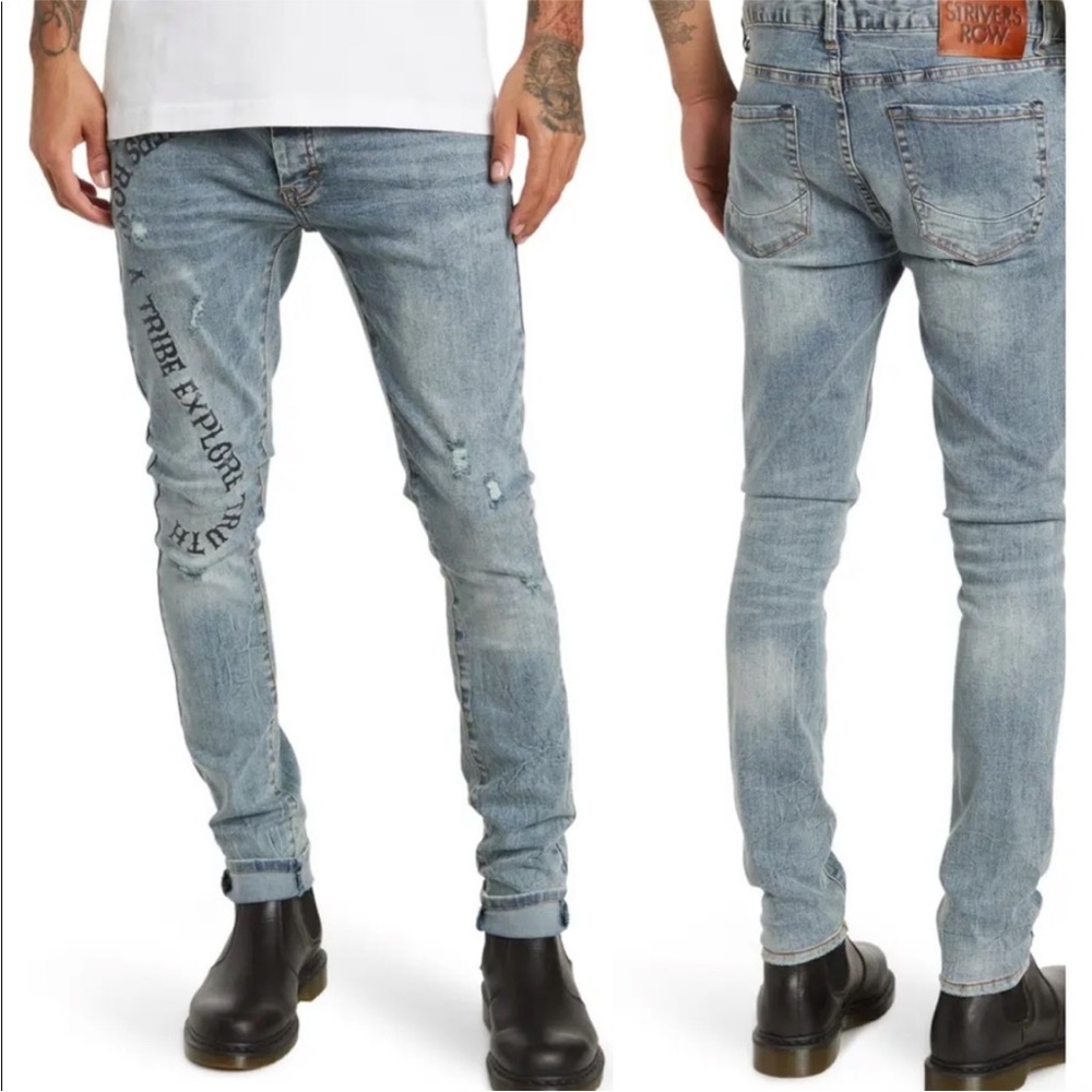 Strivers Row Streetwear Printed Distressed Jeans